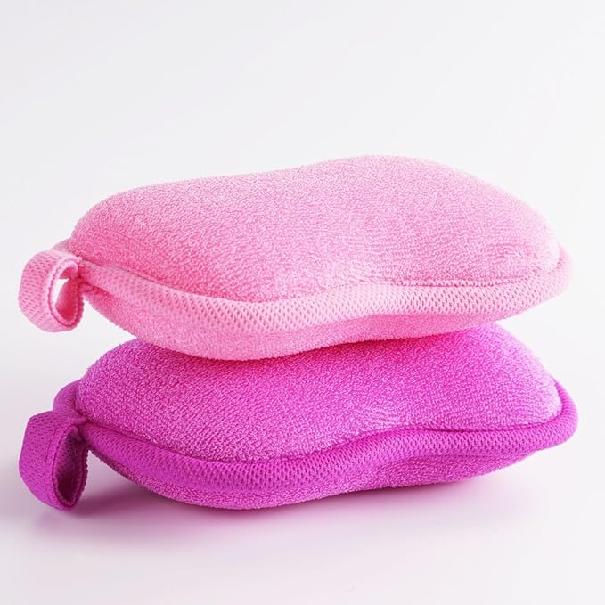 Baby Bath Sponge - Ultra Soft Baby Sponge for Bathing - Kids Bath Sponges for Infants, Toddler Bath Time, 2 Count (1 Pack) - Pink Violet