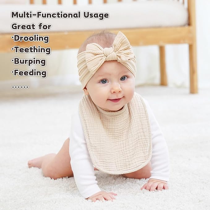 Susurration Muslin Baby Drool Bibs 6Pack Soft Square Adjustable Baby Bandana Bibs for Unisex Girls & Boys