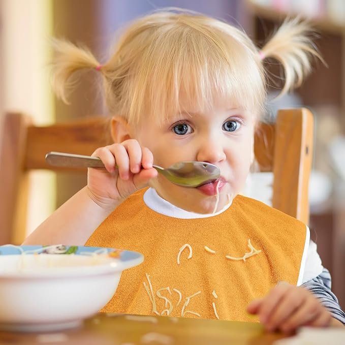 Bonuci 12 Pack Toddler Baby Bibs 15x13 Inch Pullover Full Coverage Bibs Absorbent Slip on Cotton for Girls Boys Newborn