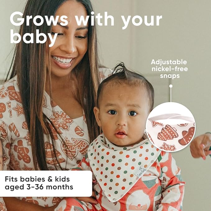 Copper Pearl 4 Pack Soft Cotton Baby Bibs for Drooling and Teething, Absorbent Drool Bibs for Baby Girl and Boy, Adjustable to Fit Newborns to Toddlers (Gingerbread)