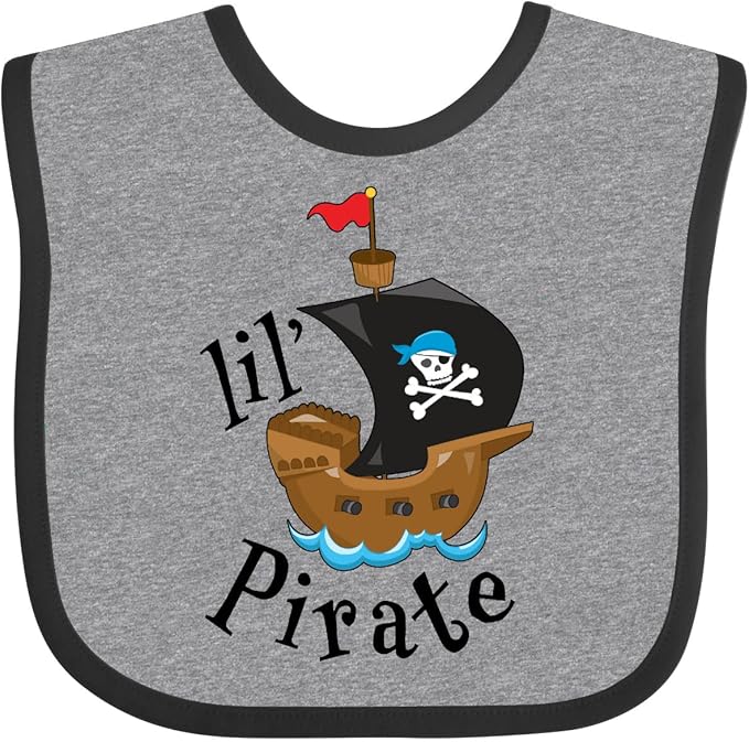 inktastic Lil' Pirate Pirate Ship, Blue Bandana Baby Bib