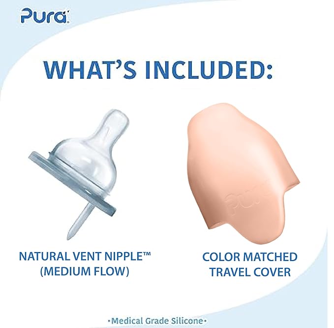 Pura Kiki 9oz/275ml Stainless Steel Infant Bottle w/Sleeve, Anti-Colic, 100% Plastic-Free, MadeSafe Certified, Medical-Grade Silicone, Medium-Flow Nipple, for Babies 3 Months & Up - (Fox)