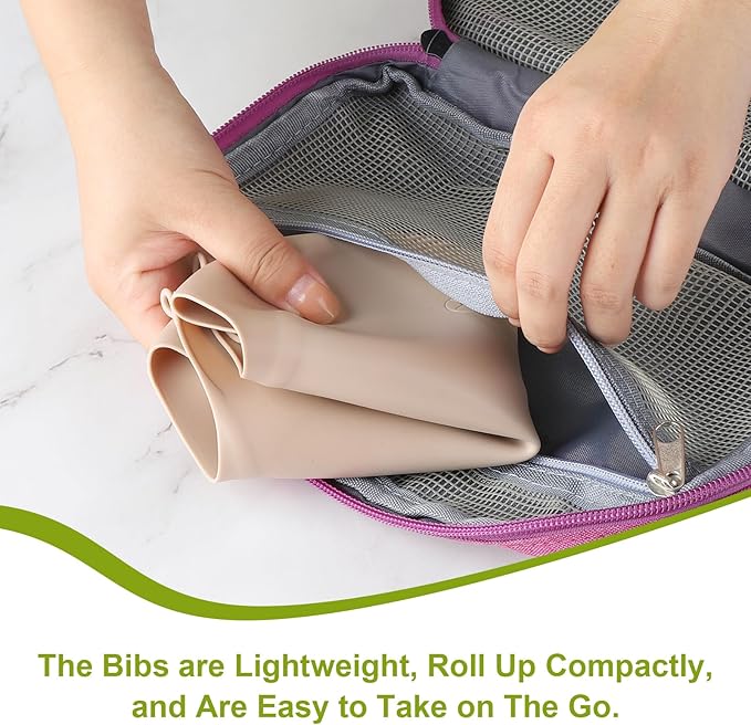 Accmor Silicone Baby Bibs, Waterproof Soft Bibs for Baby Girls Boys Feeding Eating, Silicone Baby Bibs with Large Pocket