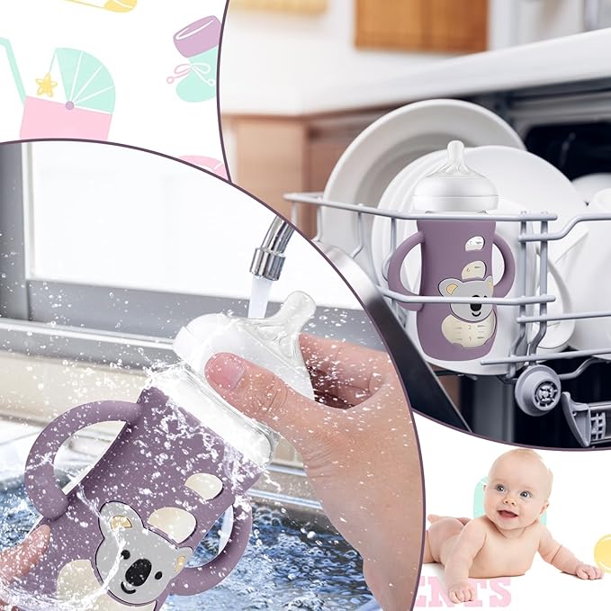 BUSOHA 3 Pack Koala Silicone Sleeves for Avent Baby Bottles - Drop Protection Baby Bottle Sleeves with Handle for Avent Natural Baby Bottles,8 Ounce