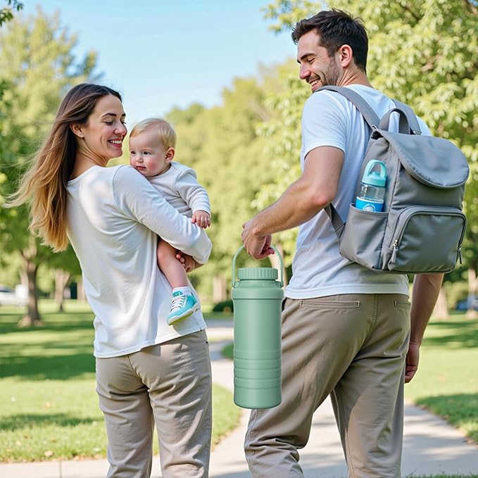 Portable Breast Milk Cooler Bottle - 22oz Breastmilk Chiller for Outdoor Travel Mom, Keeps Milk Fresh Cooling for 24 Hours, Breastfeeding Essentials with 2pcs Bottle for Breastmilk Storage