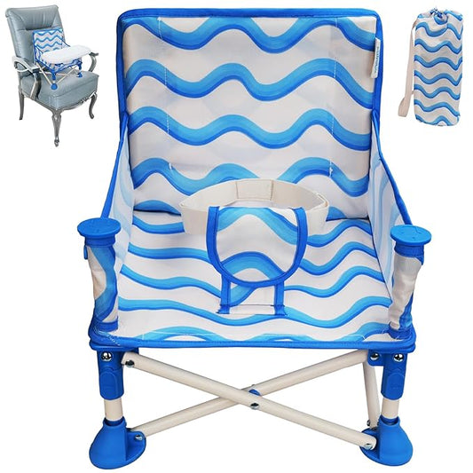 Tiny Marvels Portable 3-in-1 Baby Booster Seat, Cozy Floor Seat, Feeding Seat with Tray, Compact Foldable Toddler Booster with Child Safety Belt Carry Bag, Perfect for Travel (Big Waive)