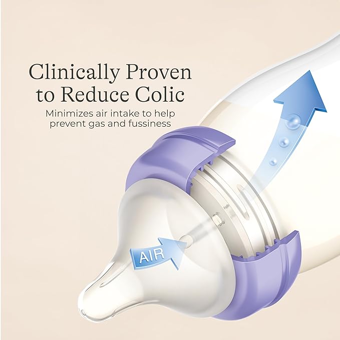 Lansinoh Anti-Colic Baby Bottles for Breastfeeding Babies, 5 Ounces, 3 Count, Includes 3 Slow Flow Nipples, Size S (Pack of 2)