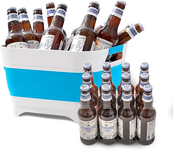 Collapsible Wash Basin for Baby Bottles - 2.4 Gallons Portable Wash Bin for RV Camping Sink, Space-Saving Dish Tub.Laundry & Utility Room Sinks (Blue)