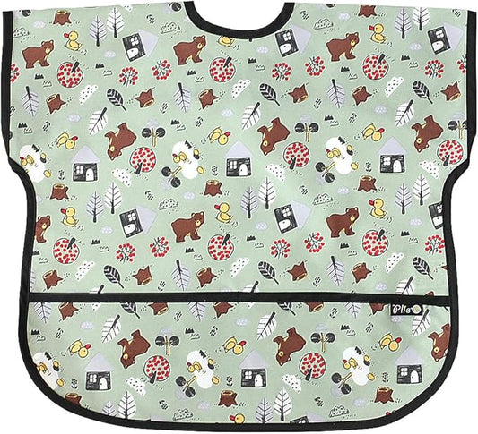 Short Sleeve Waterproof Bib for Toddlers – Feeding Apron for Mealtime, Daycare, Self-Feeding & Messy Play, Baby Bib