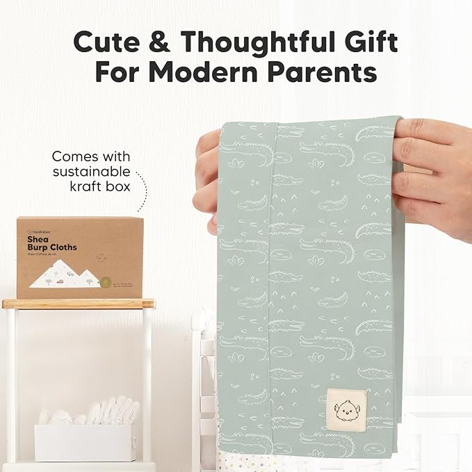 Organic Burp Cloths Baby Boy, Girl - 6-Pack Large Cotton Burping Cloths for Babies, Spit Up Rags, Super Absorbent, Ultra Soft Newborn Rag, Gender Neutral, Machine Washable, Durable (Wilderness)