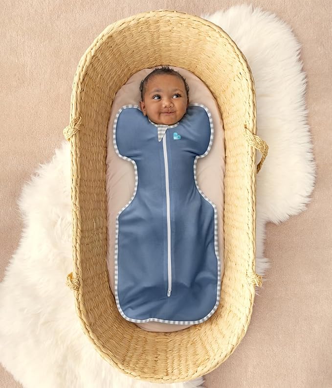 Love to Dream Swaddle UP, Baby Sleep Sack, Self-Soothing Swaddles for Newborns, Improves Sleep, Snug Fit Helps Calm Startle Reflex, New Born Essentials for Baby, 5-8.5 lbs, Denim