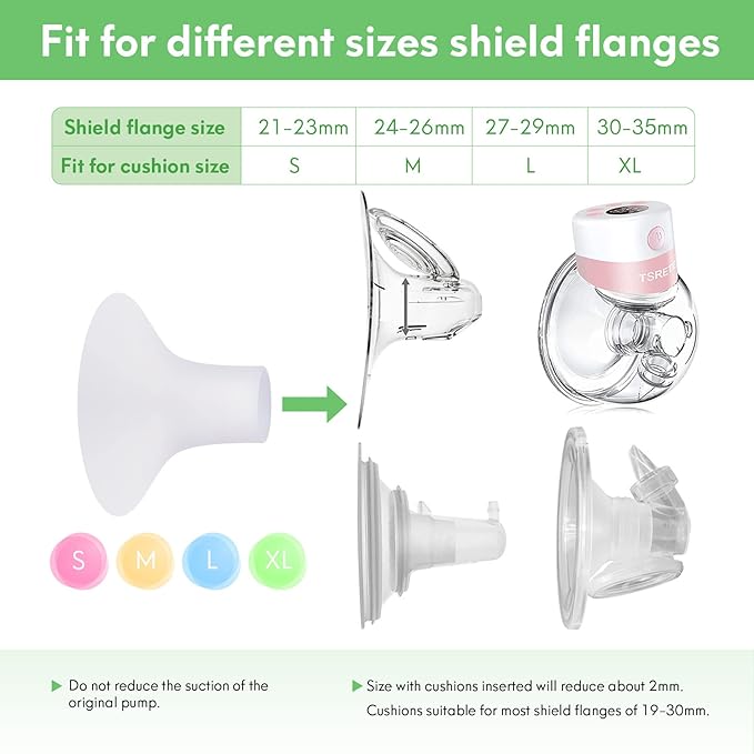 Mompmuri Breast Pump Cushion – L | Breast Pump Accessory, Sizing Insert for Flange Shields | Elastic Nipple Flange Inserts | Silicone Lacteck Pump Parts | Compatible with Flange Sizes 27-29mm (2 pc)