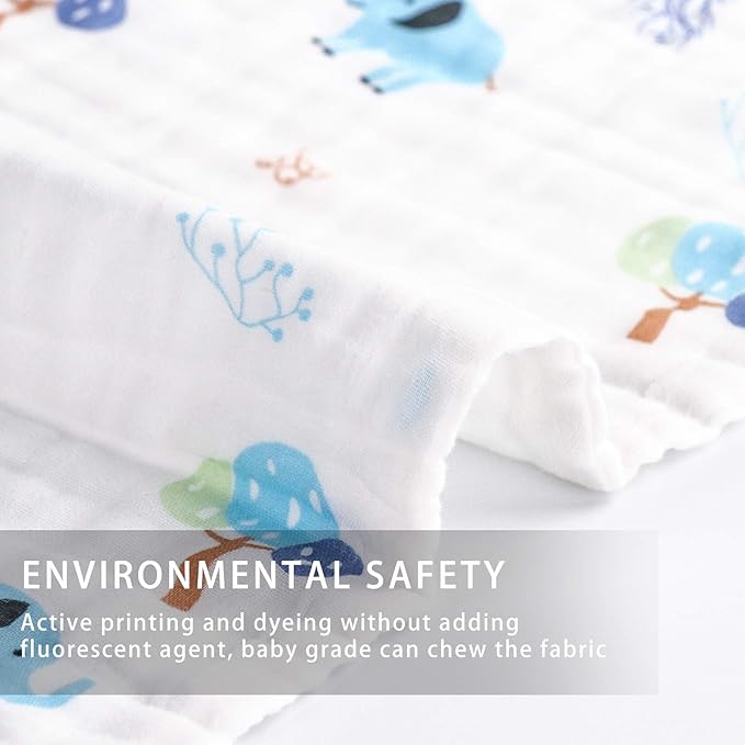 FOOK FISH Muslin Burp Cloths Cotton Burping Cloth 20'' X 10'' Pack of 6 for Baby Spit Up Cloths for Newborn,Absorbent,Soft,Large,6 Layers,Baby Burp Rags,Unisex,for Boys and Girls