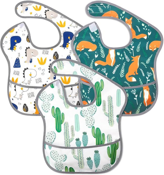 Accmor Baby Bibs, Waterproof Baby Toddler Bibs, Apron Smock Bib for Baby Boys Girls, Essential Must Have for Eating, Feeding