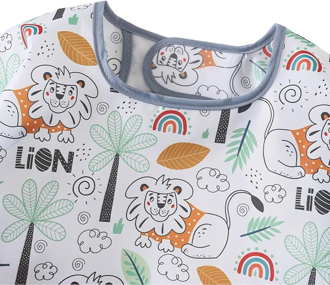 5 Pcs Long Sleeved Baby Toddler Bibs Waterproof Sleeved Bib 3-24 Months