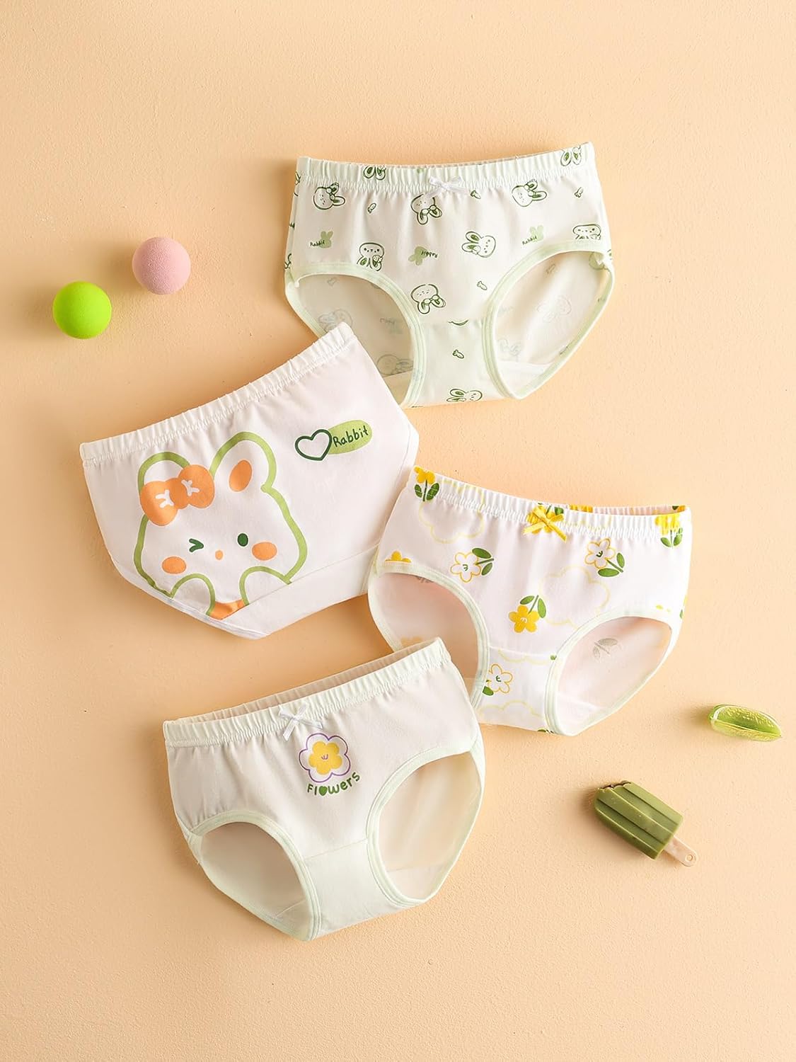 Haloumoning Girls Underwear Soft Cotton Underwear Toddler Girls Briefs Kids Comfy Panties,4-pack