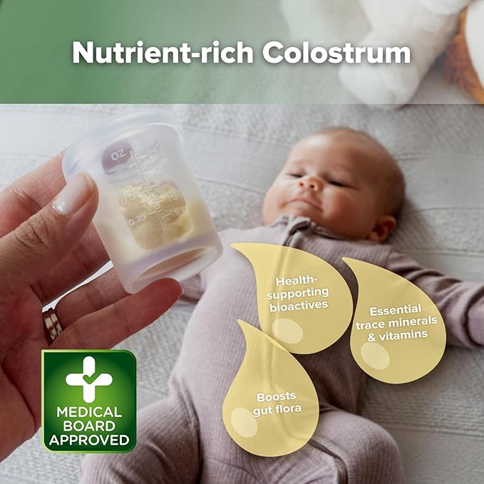 haakaa Silicone Measuring & Feeding Cup 25ml/2pcs(Pre-sterilised), Leakproof & Reusable, 3-in-1 Colostrum Collection Cup for Collect, Store & Feed, Include Cleaning Brush