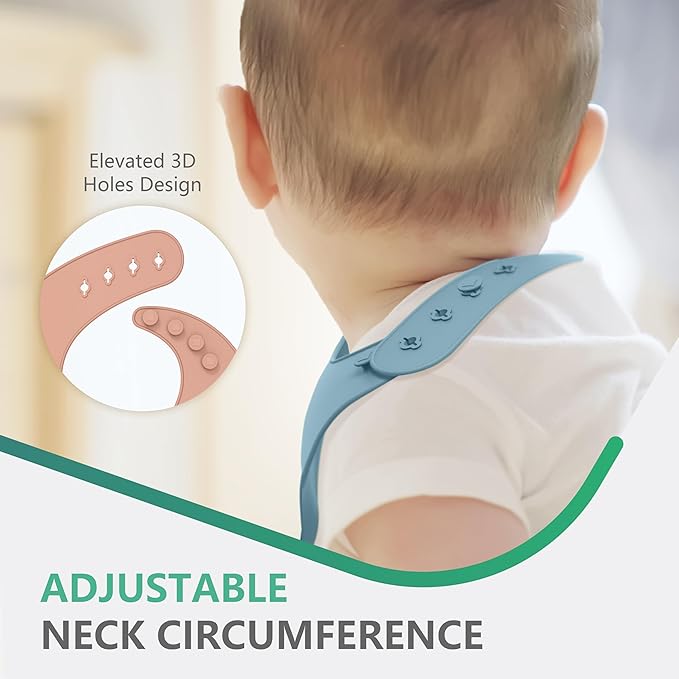 Cuddle Campus Set of 3 Silicone Bibs for Babies & Toddlers,Soft Adjustable Bibs with Pocket Food Catcher for Baby Girl,Boy