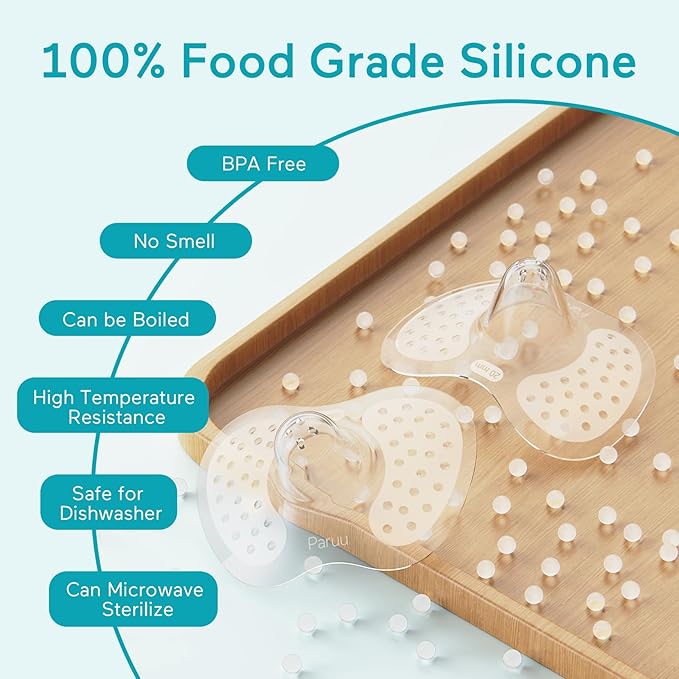 Paruu Contact Nipple Shields, Butterfly Breastfeeding Nipple Shields for Protecting Flat or Inverted Nipples, 100% Food-Grade Silicone, Made Without BPA/BPS, Include Carry Case (20mm)