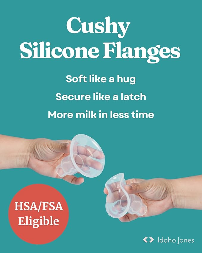 Cushy Silicone Flanges, Breast Shields - Replacement Pump Parts - for Spectra, Lansinoh, Medela Pumps - Great for Elastic Nipples - Double (2 Pack) - 30mm