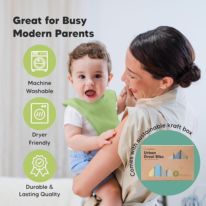 8-Pack Organic Baby Bibs for Boys, Girls - Soft Cotton Drooling and Teething Bibs for Baby Girl & Boy, Extra Absorbent, Easy To Clean & Put On for Toddler, Newborn, Infant 0-24 Months (Icelandic)