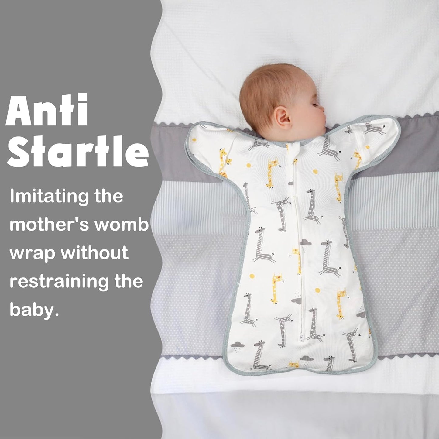 2 Pack Transition Swaddle with 2 Way Zipper, 2 in 1 Arms in/Out Transitional Arms Up Swaddle, 100% Cotton Newborn Swaddles Zipper Swaddles Baby Swaddling Sack Sleeping Sack 0-3 Months