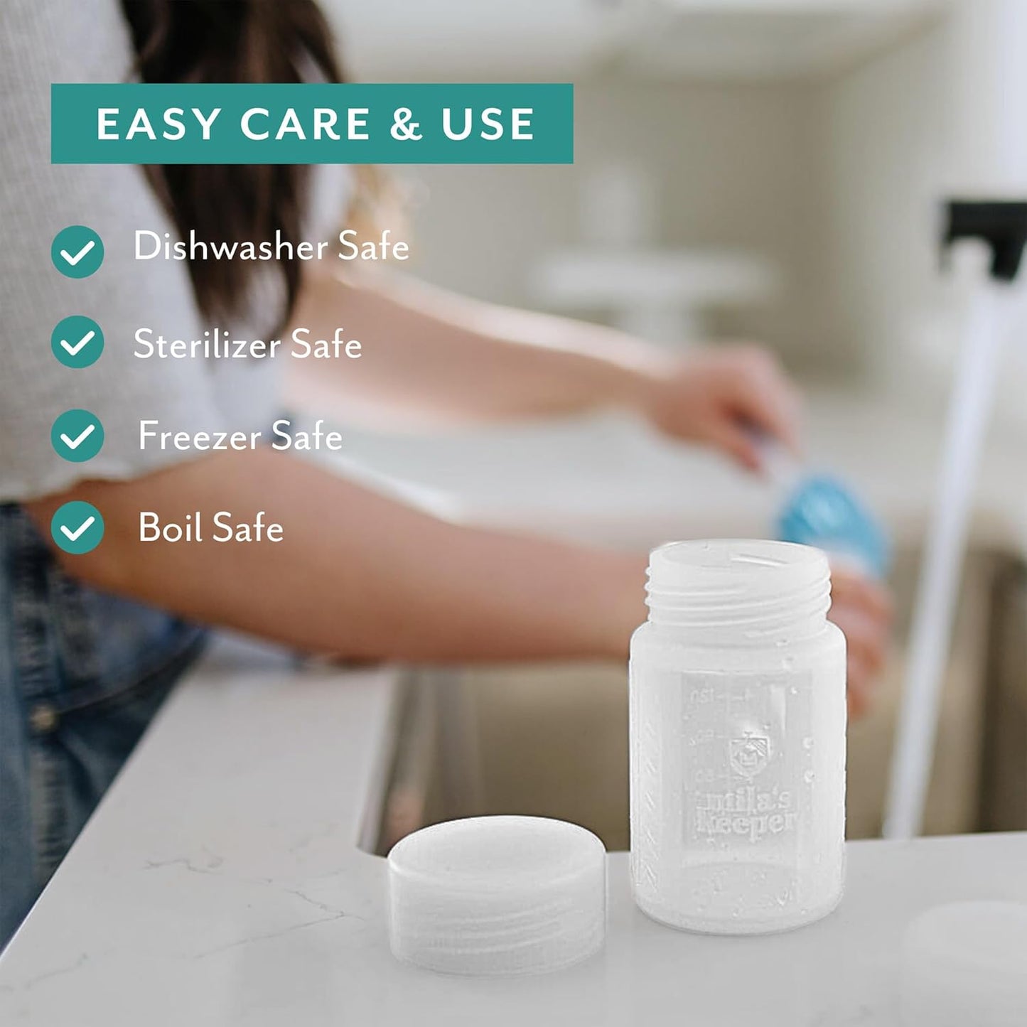 Mila's Keeper Premium Silicone Breast Milk Storage Bottles, for Pumping, Storing and Feeding, Fits Leading Pumps and Nipples, 6 oz Silicone Milk Storage Containers, Wide Neck Aspen White, Set of 3