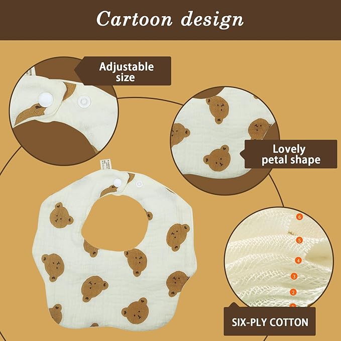 Baby Bibs Muslin Bibs for Baby Girl Boy for Drooling and Teething 10 Pack