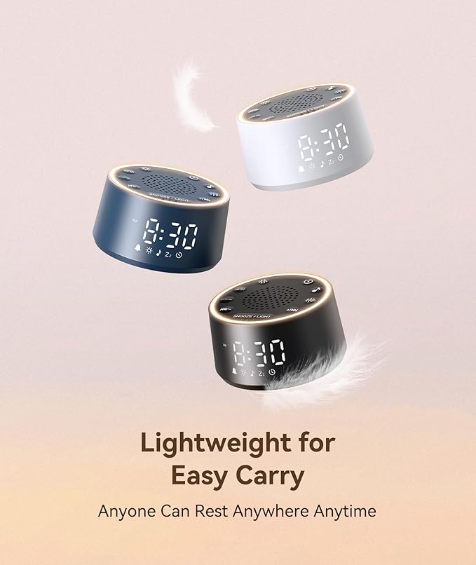 Dreamegg Sound Machine with Nursery Lamp - Sound Machine Baby, Soothing Sounds, Timer, Memory Function, 10 Colour Night Light, White Noise Machine Alarm Clock for Newborn Baby Registry Gift, White