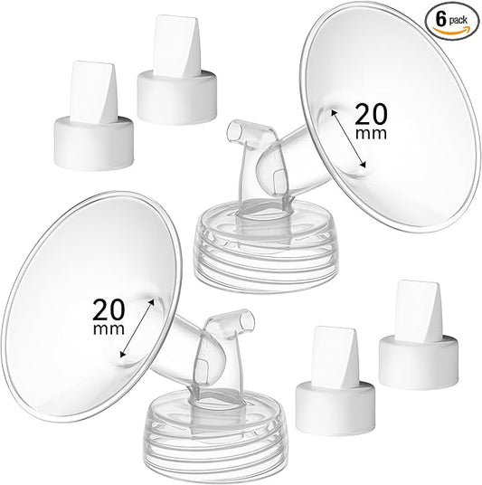 20 mm Flange Compatible with Spectra S2 S1 9 Plus Ameda MYA Motif Luna Cimilre Breast Shield, Duckbill Valves Replacement, Replace Wide Mouth Flange