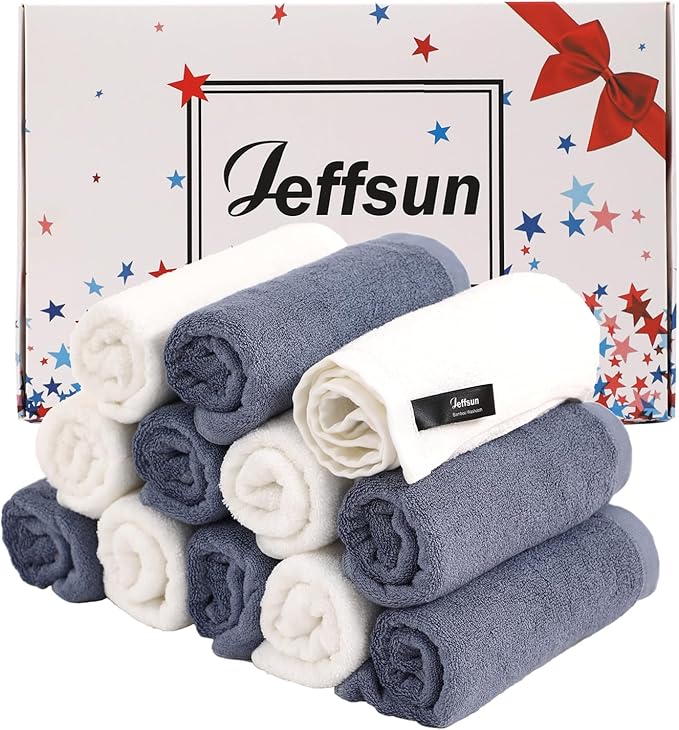 Baby Washcloths 12 Pack, 10x10 inch Ultra Soft Small Wash Cloths for Face and Body, Gentle & Safe White Face Towels on Sensitive Skin, Baby Essentials Shower Gifts for infant Kid Toddler Children