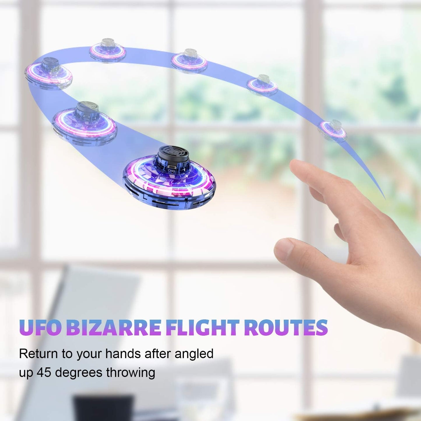 Hand Operated Mini Drones, Fidget Flying Spinner with Lights, UFO Drone Flying Toys, Cool Stuff Gadgets Christmas Birthday Gifts for Boys Girls Teens 8 9 10 11+