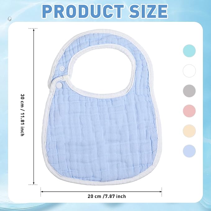 Yahenda 24 Pcs Muslin Baby Bibs Bandana Drool Bibs for Unisex Boys Girls Soft Cotton Drooling 8 Absorbent Layer,adjustable with Easy Snaps for Teething Baby Girl, Boy, Newborn Infant