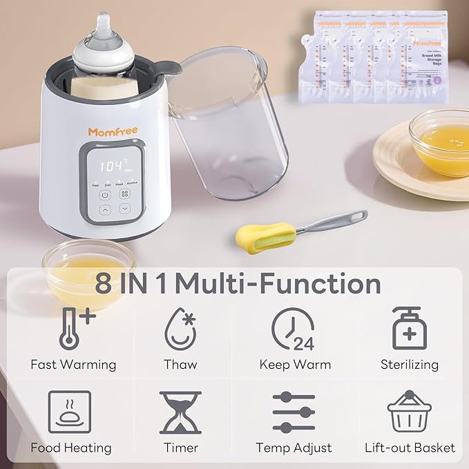 Bottle Warmer,8-in-1 Fast Baby Bottle Warmer for Breastmilk and Formula,Milk Warmer with Accurate Temperature Control and Automatic Shut-Off,Multifunctional Bottle Warmers for All Bottles (Grey)