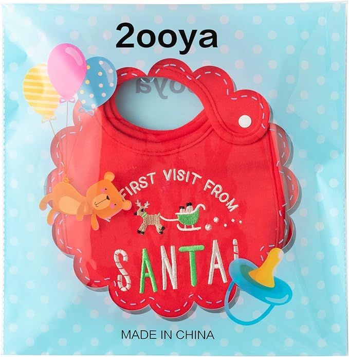 3Pcs Christmas Baby Cotton Bibs with Resin Button Newborn Infant Bibs Christmas Keepsake Baby Gift for Drooling Feeding