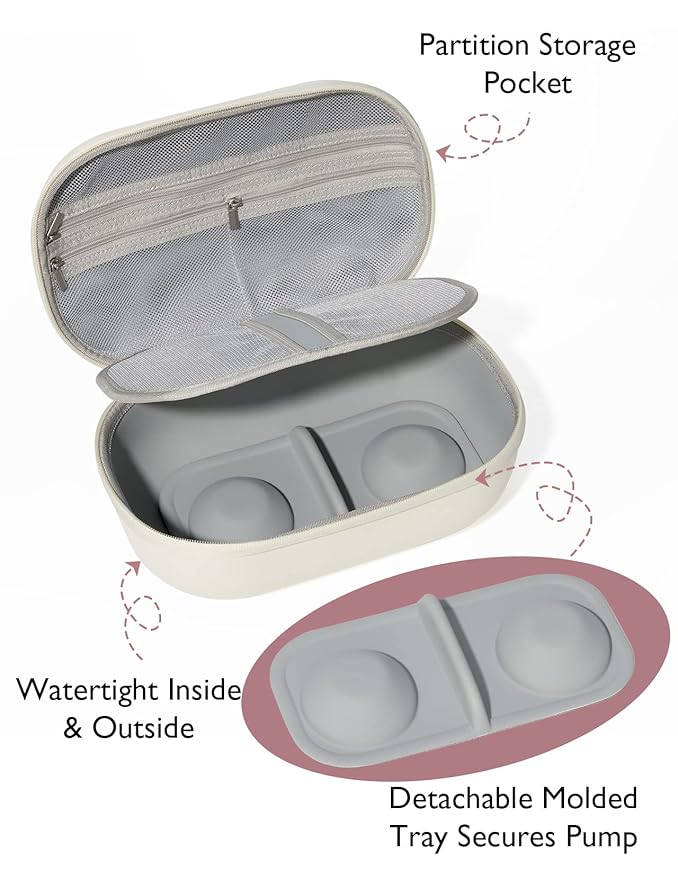 Momcozy Breast Pump Storage Bag, Hard Shell Case with Removable Tray, Watertight Breast Pump Storage Bag for Pumping Bag, Diaper Bag, or Handbag（Holds 2 Pumps）