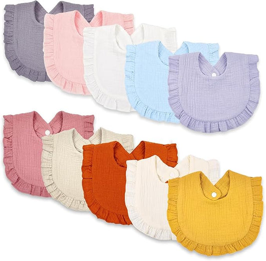 Baby Bibs Muslin Bibs for Baby Girl Boy for Drooling and Teething 10 Pack