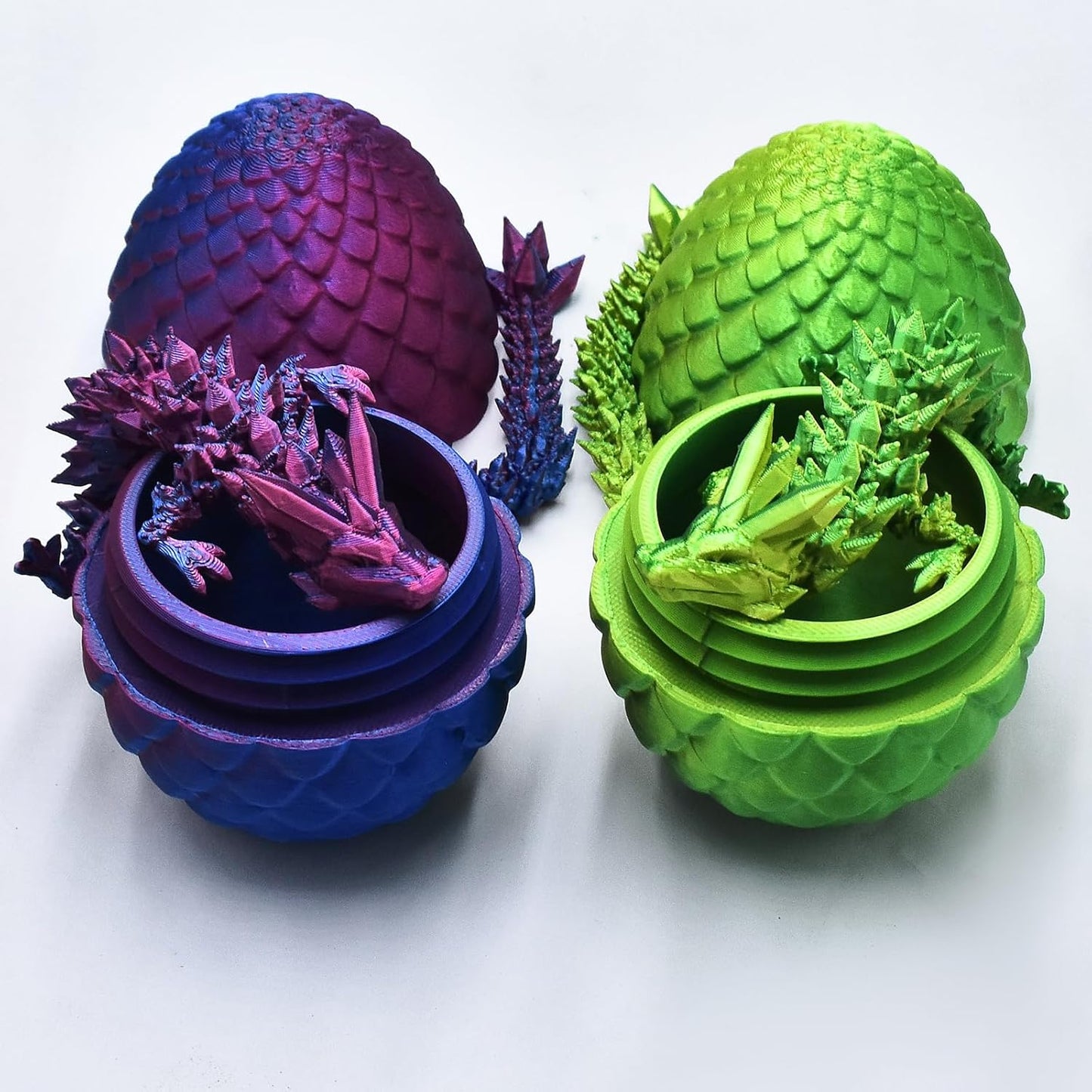 2 PCS Mini 3D Printed Dragon in Egg,Full Articulated Crystal Dragon,Flexible Joints Home Decor Executive Desk Toys, Creative Gifts