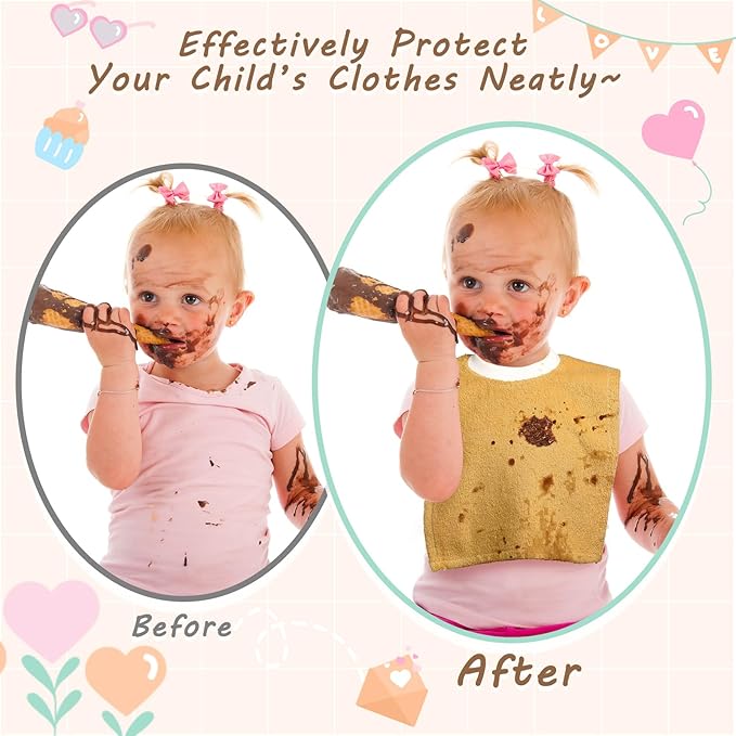 6 Pcs Pullover Baby Bibs Cotton Terry Toddler Absorbent Infant for Feeding and Drooling Towel Slip on Bib(Lively Color)