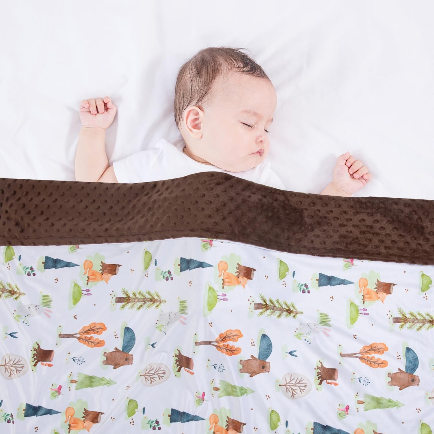 Baby Blanket for Boys Girls Soft Minky with Double Layer Dotted Backing, Primary Forest Printed 30 x 40 Inch Receiving Blanket (Forest Bear)