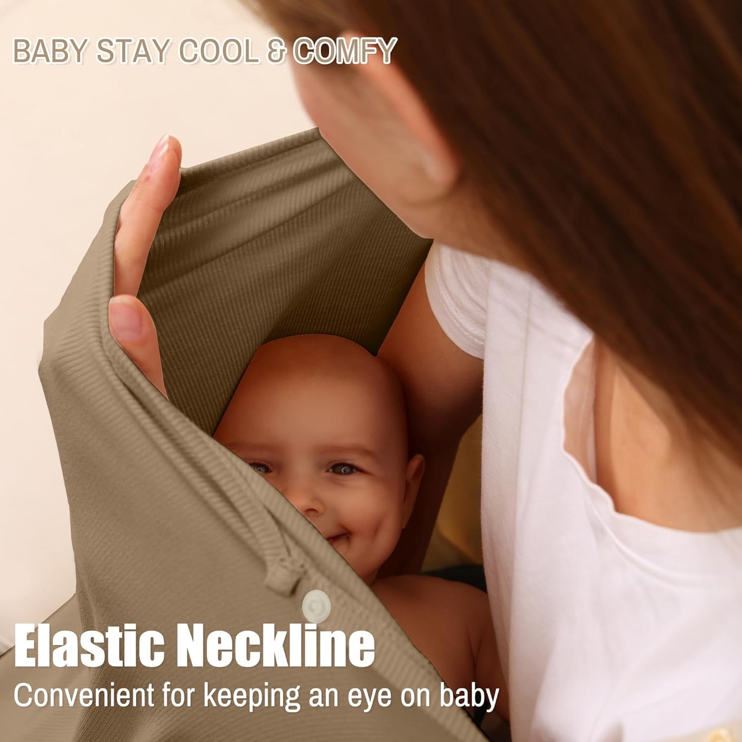 Nursing Cover for Breastfeeding- Viscose from Bamboo Ribbed Covers for Baby Breast Feeding, Full Coverage Privacy, Soft & Breathable Nursing Covers, Multi-Use Shawl Car Seat Cover