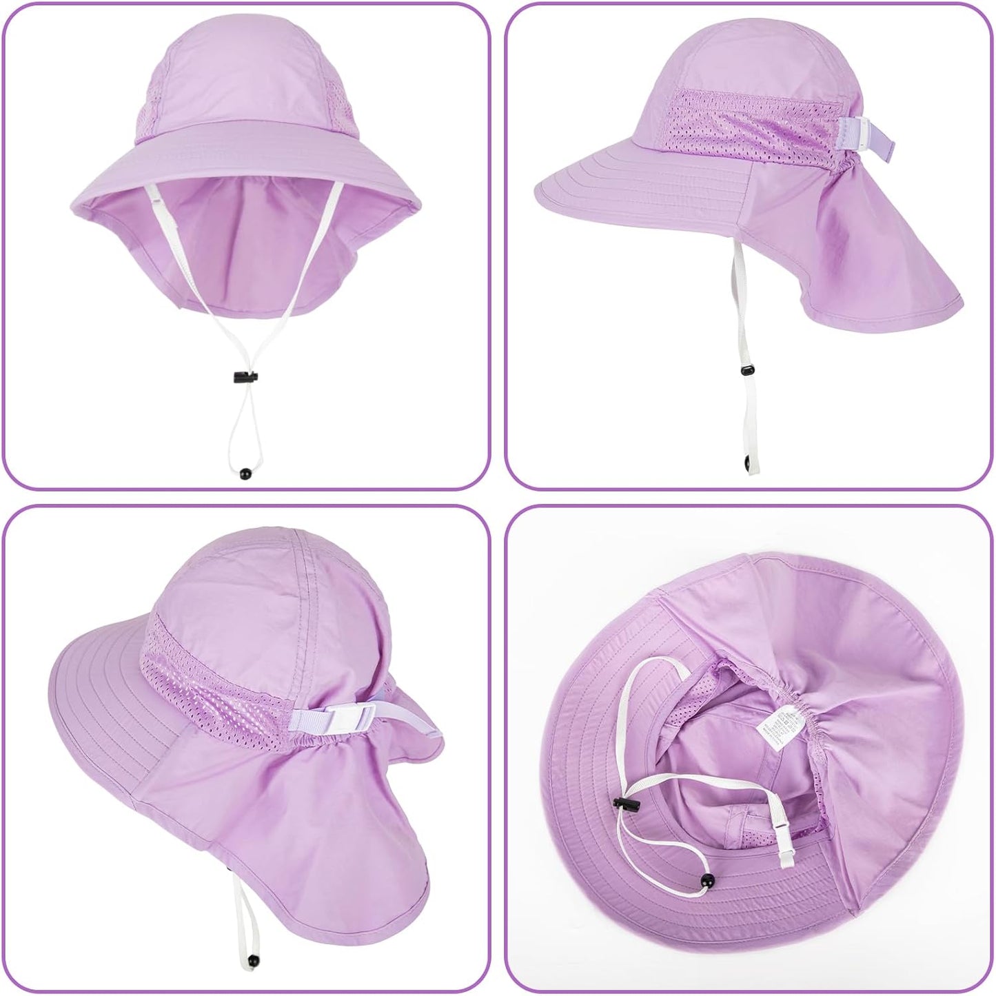 Toddler Baby Sun Hat Kids Summer UPF 50+ for Boys Girls Adjustable Beach Hats with Bucket Wide Brim Age 1-7 Years