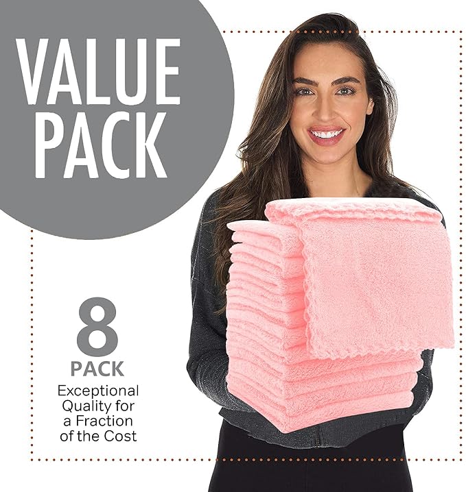 8 Pack Large Burp Cloths for Baby - 20" by 10" Ultra Absorbent Burping Cloth, Hand Washcloths, Newborn Towel - Milk Spit Up Rags - Burpy Cloths for Unisex, Boy, Girl - Burp Cloths Set(Pink)