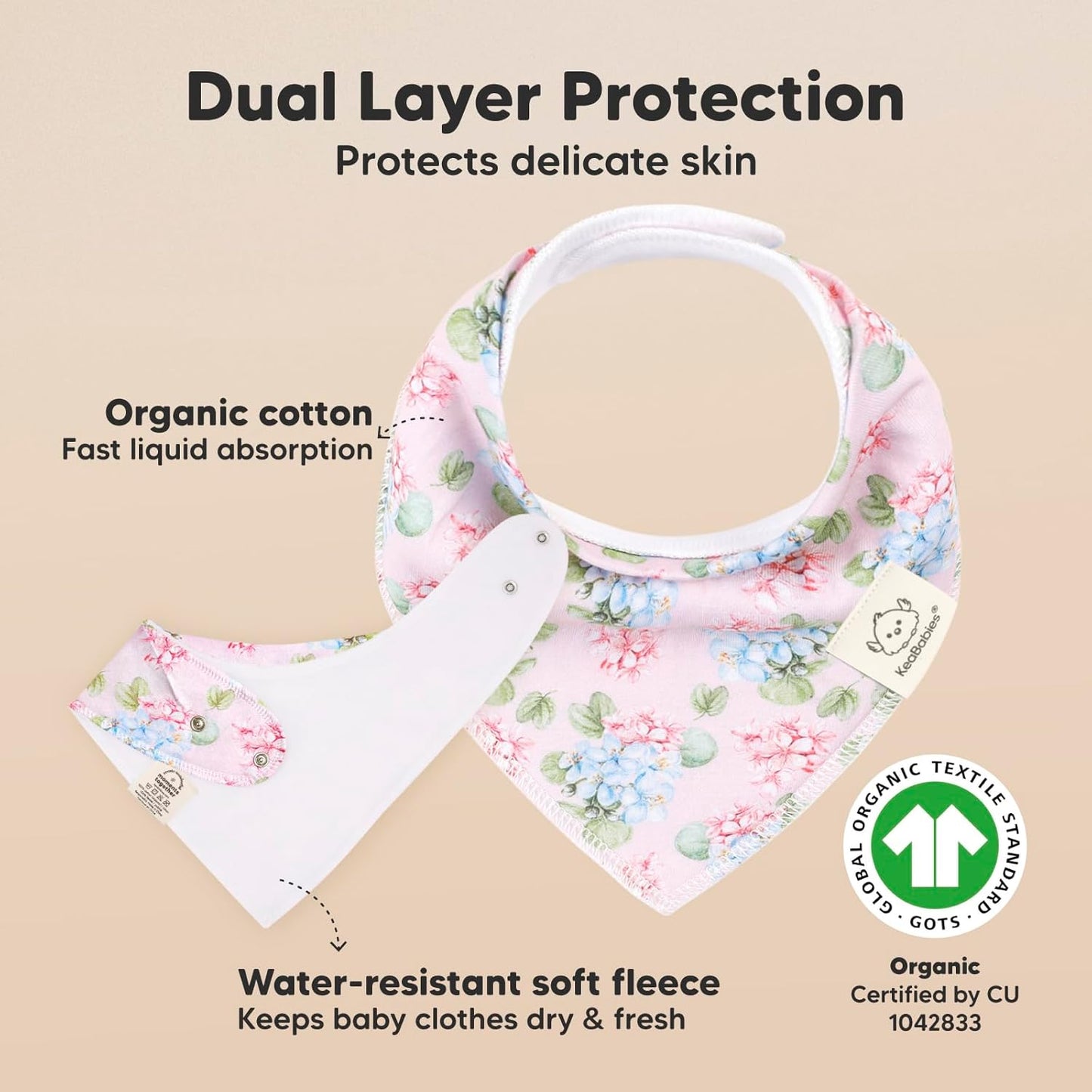 8-Pack Organic Baby Bandana Bibs for Girls - Super Absorbent Triangle Baby Bibs for Drooling and Teething Infant, 100% Cotton Extra Soft for Newborn, Infant 0-36 Months (Flourish)