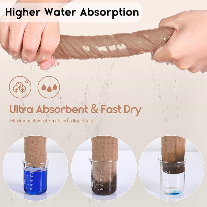 Muslin Baby Washcloths 6 Pack, 100% Cotton Wash Cloths for Babies, Large 12''X12'' Burp Cloths Absorbent and Soft for Newborn Infants Kids Boys Girls - Gradient Brown