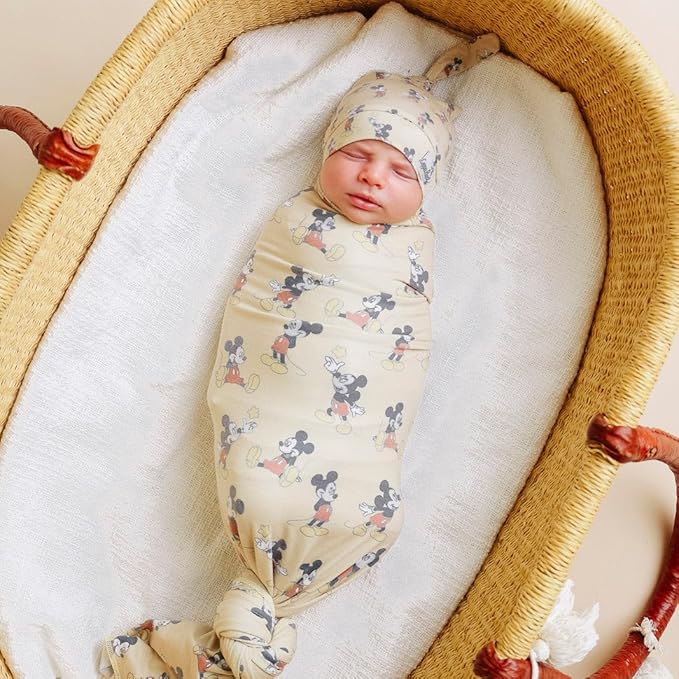 Copper Pearl Large Premium Knit Baby Swaddle Receiving Blanket Mickey Mouse