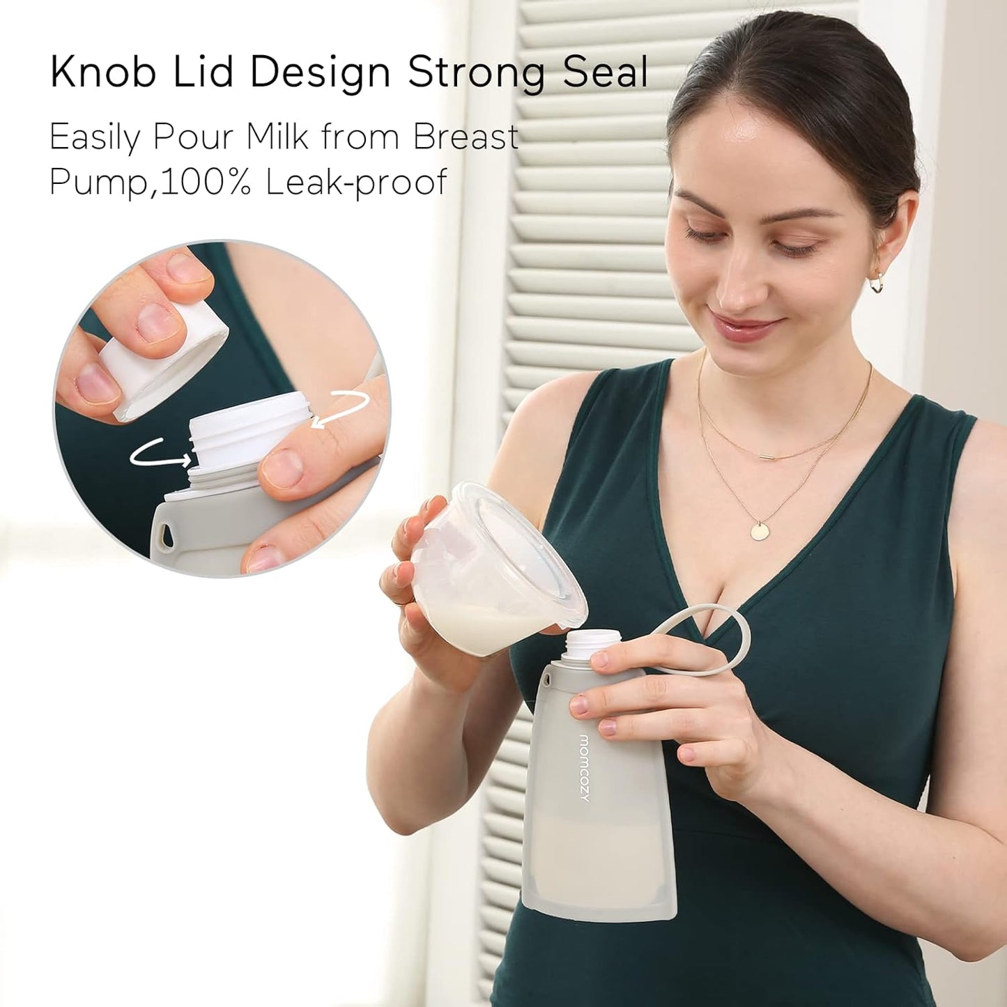 Momcozy Silicone Milk Storage Bags, Reusable Breastmilk Bags for Breastfeeding, 8.5oz/250ml Breast Milk Saver, Leakproof Milk Freezer Storing Pouches, BPA Free (Bean Paste Color, 5pcs)