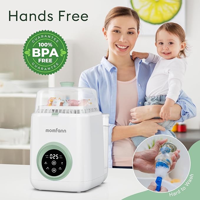 19 Min Bottle Washer, Quick Wash, Sterilizer and Dryer - All-in-One Cleaner, Bottles, Pump Parts and Baby Accessories, Ideal Gift for New Parents