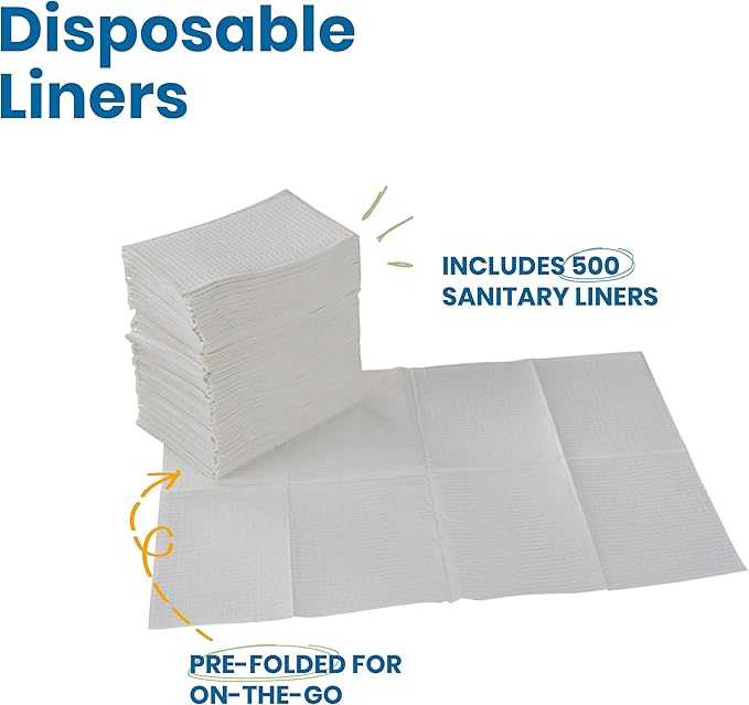 ECR4Kids 2-Ply Disposable Sanitary Liner, Changing Station Tissue, White, 500-Pack