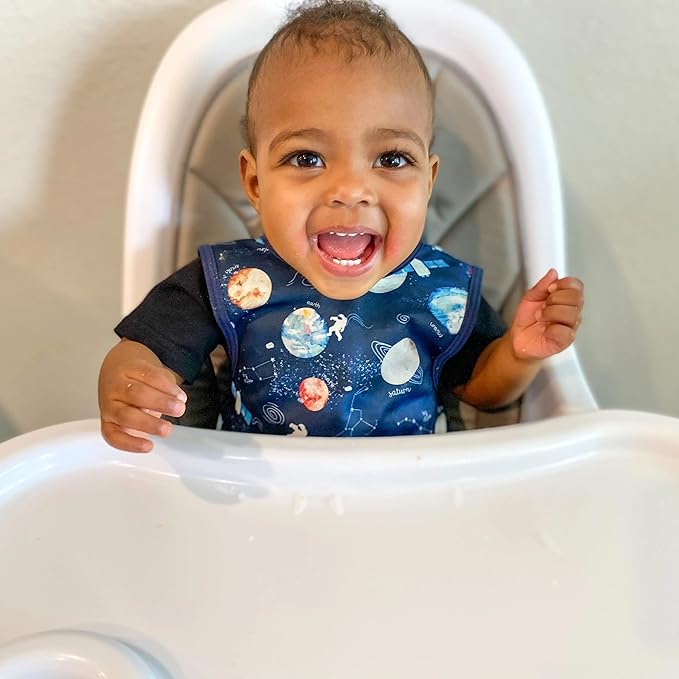 BapronBaby Outer Space Bapron - No Neck Tie Safer Bib for Baby & Toddler - Soft Waterproof Stain Resistant - Machine Washable - Sz Preschool 3-5yrs